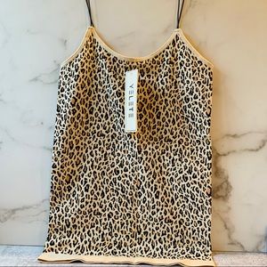 YELETE LEOPARD PRINT STRETCH CAMISOLE TANK NEW OS